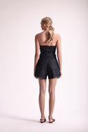 Shorts Jeans De Alfaiataria Evasê Com Botão - Isabella