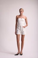 Shorts Jeans De Alfaiataria Reto Com Botão - Isabella