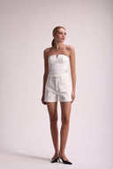 Shorts Jeans De Alfaiataria Reto Com Botão - Isabella