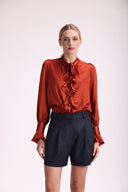 Camisa Feminina de Seda Gola Padre - Luiza