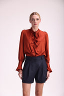Camisa Feminina de Seda Gola Padre - Luiza