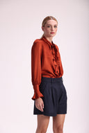 Camisa Feminina de Seda Gola Padre - Luiza