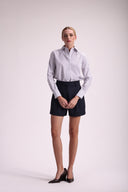 Camisa de Tricoline Feminina Básica com Listras - Luciana