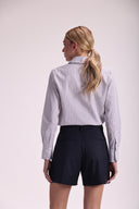 Camisa de Tricoline Feminina Básica com Listras - Luciana